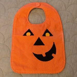 Jack-o-Lantern Pumpkin Bib EUC Hearts Designs